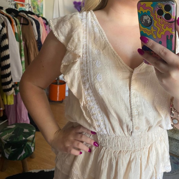 Love Sam Tiered Ruffle V-Neck Cap Sleeve Mini Dress Size Large - Picture 3 of 6